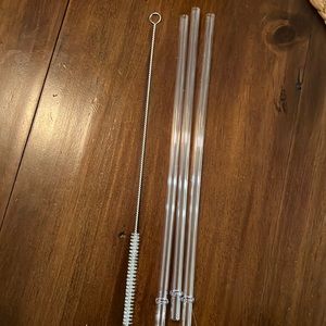 (3) 10.5” Never Used Reusable Straws and Cleaning Brush